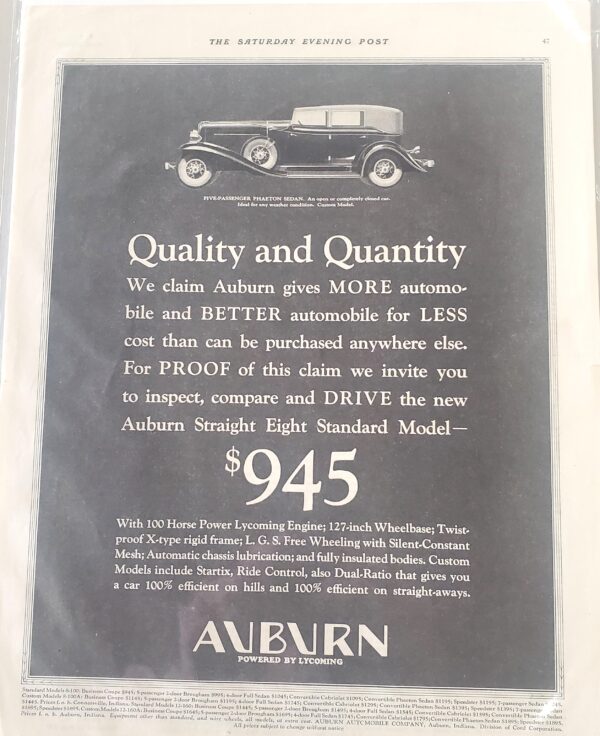 AMISC# 101 1932 Auburn Phaeton Advertisment